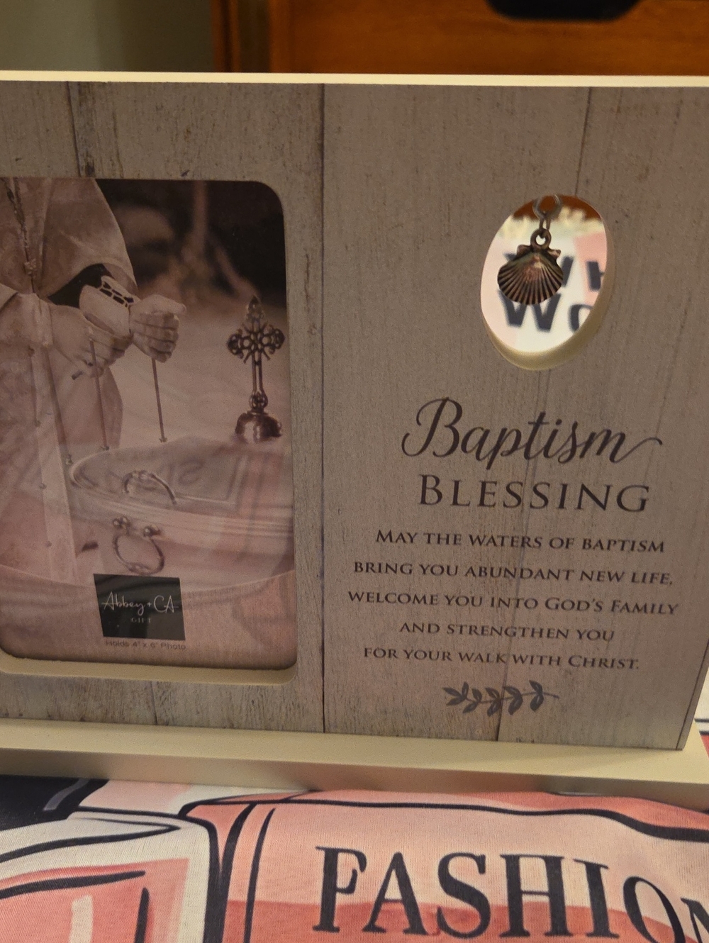Baptism Blessing Picture Frame – White Wood Finish